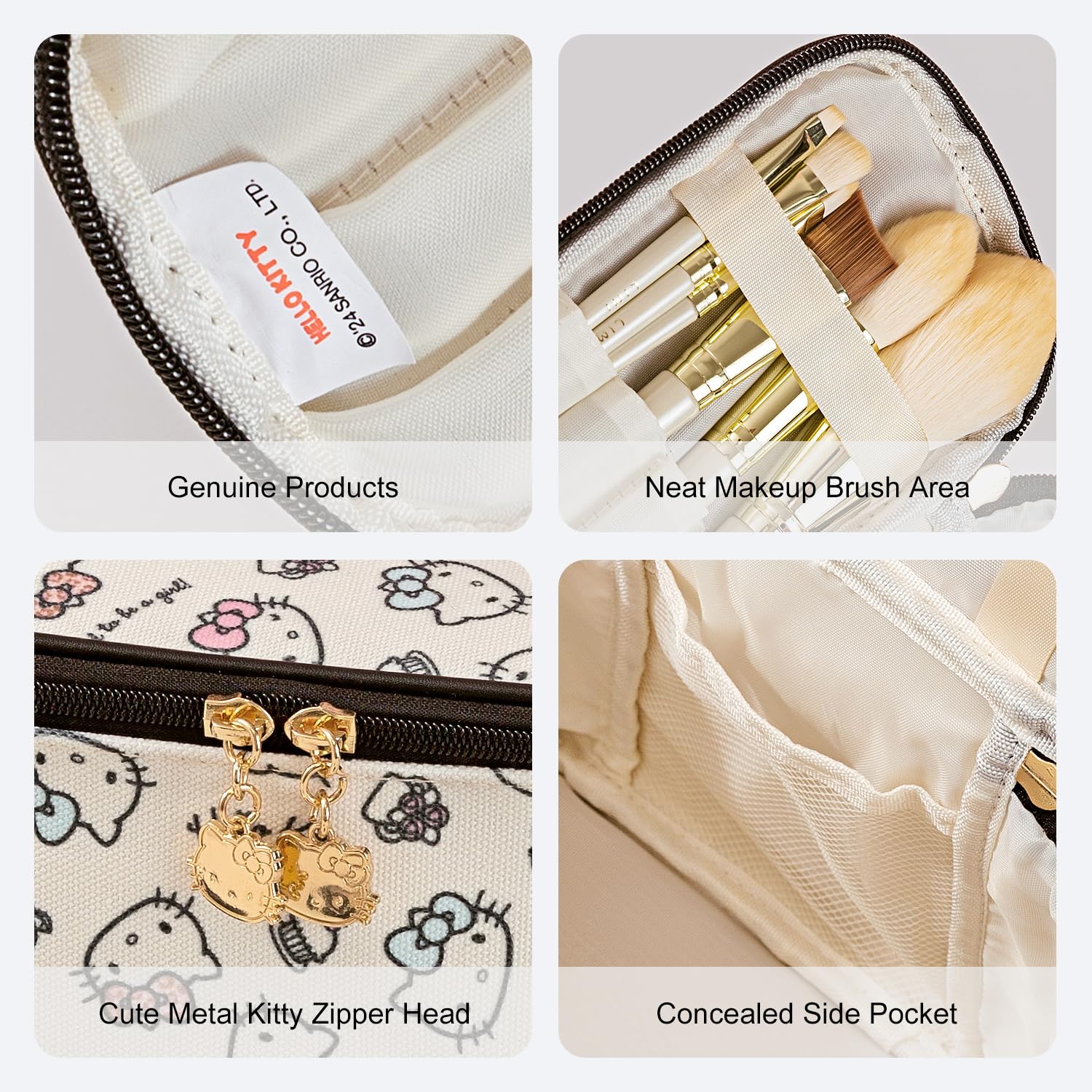 AmBealla bag uses a double-sided zipper and cute cat head pull.