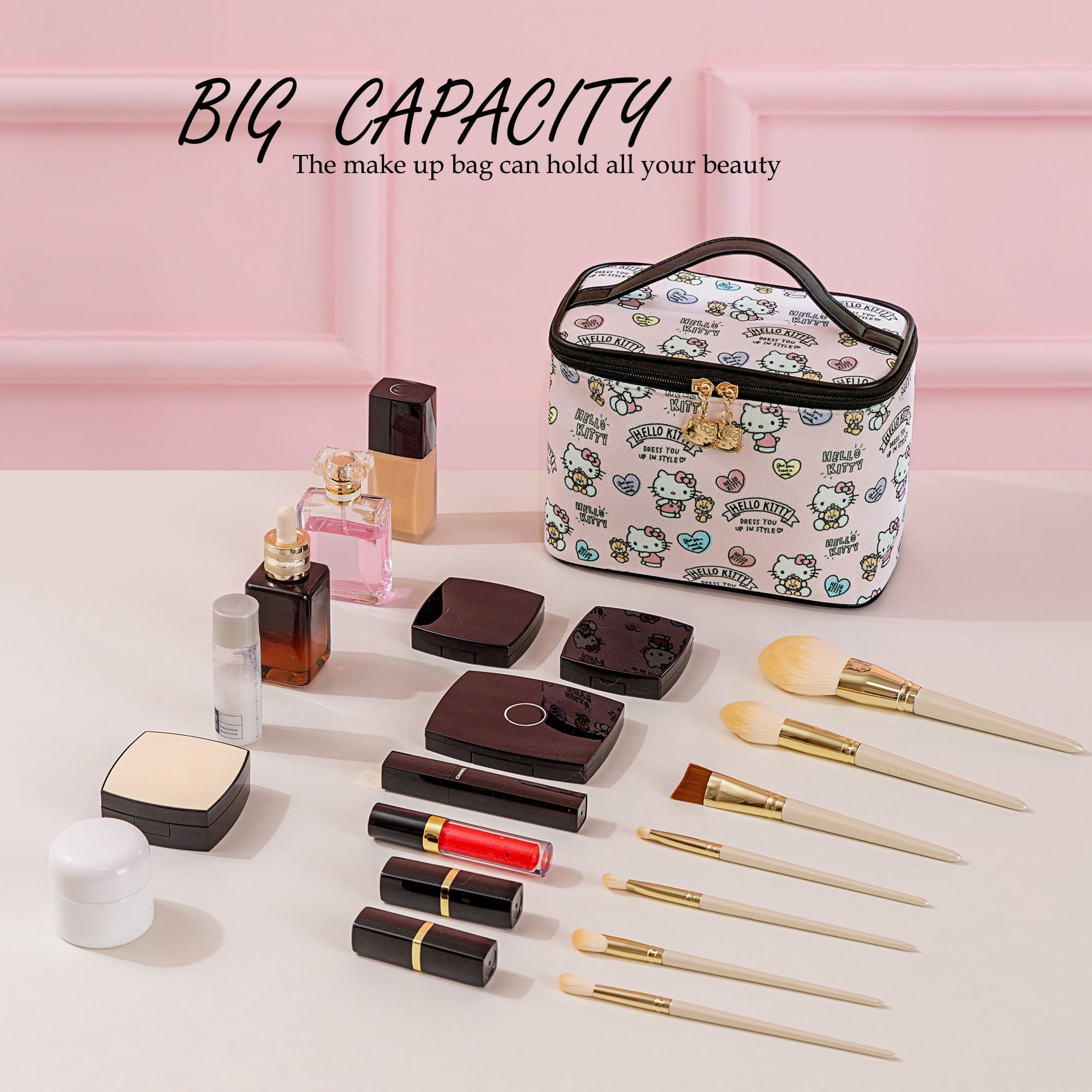 AmBealla cosmetic bag featuring a brush holder for tidy brushes on the go