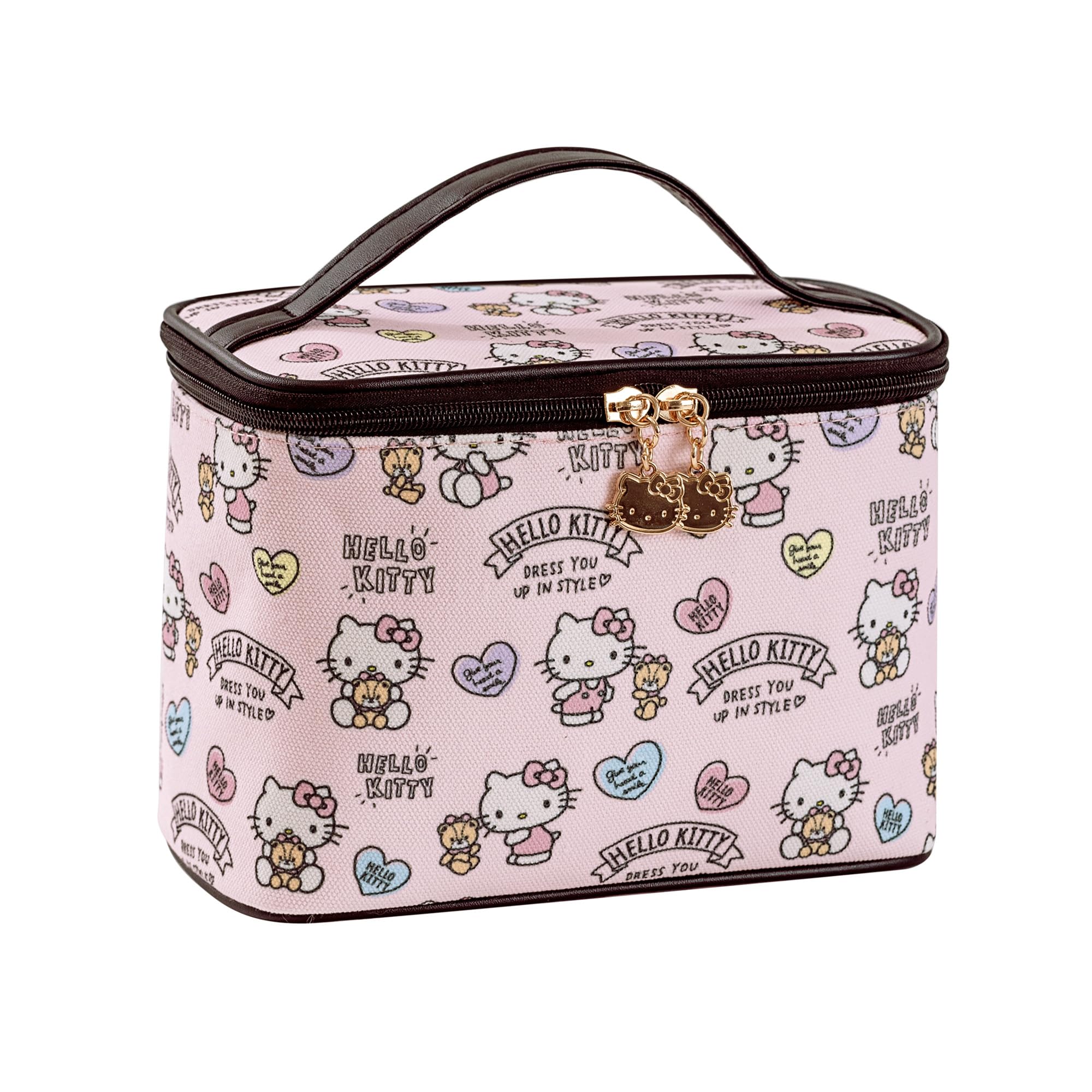 AmBealla large pink cosmetic bag with brush holder for organized travel makeup