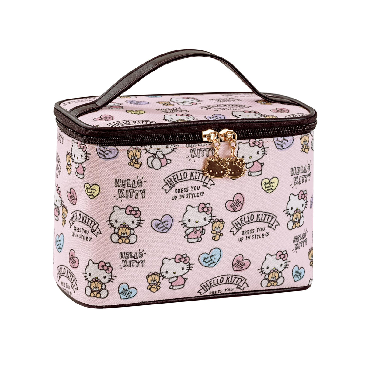 AmBealla large pink cosmetic bag with brush holder for organized travel makeup