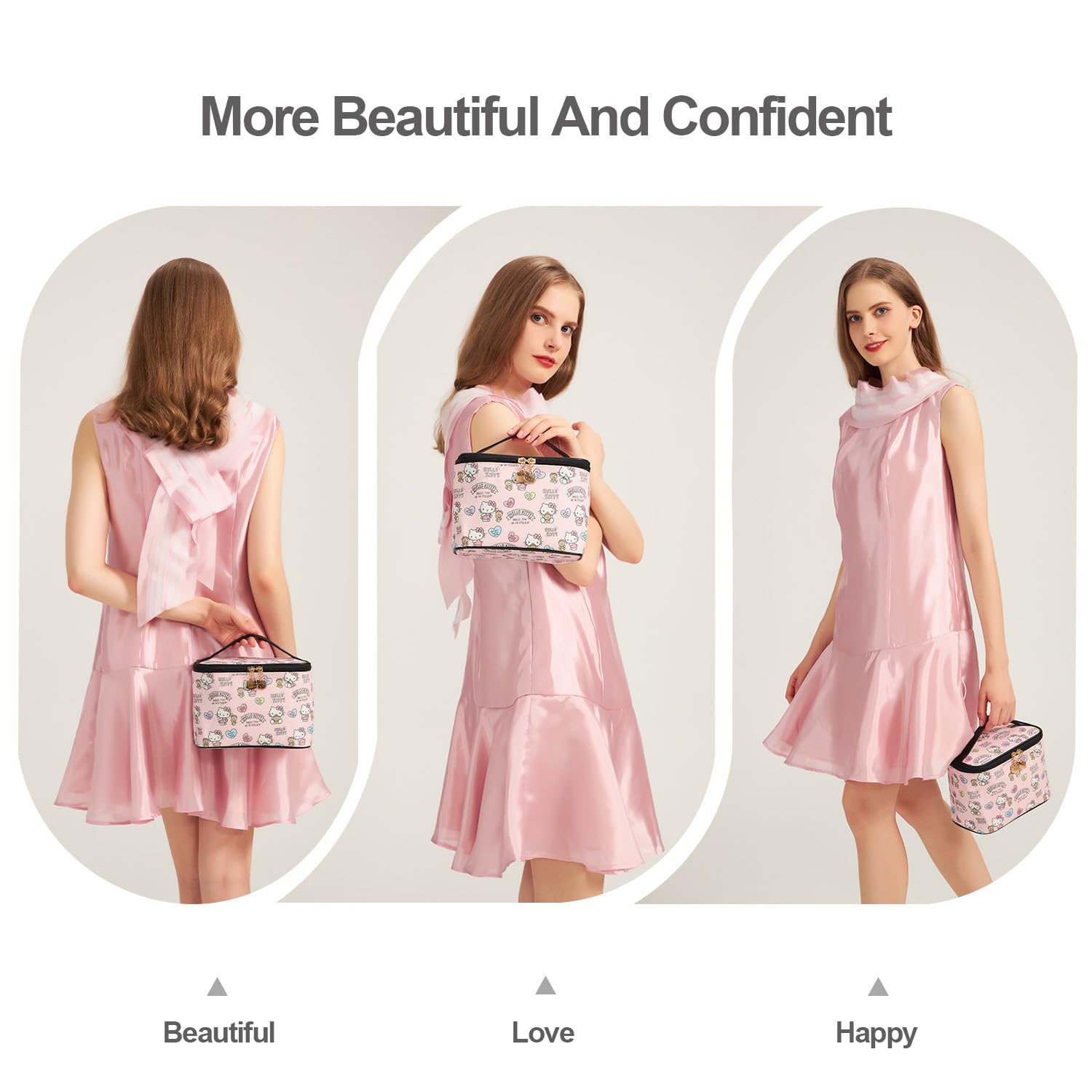 AmBealla bag middle compartment keeps daily cosmetics neatly stored during travel