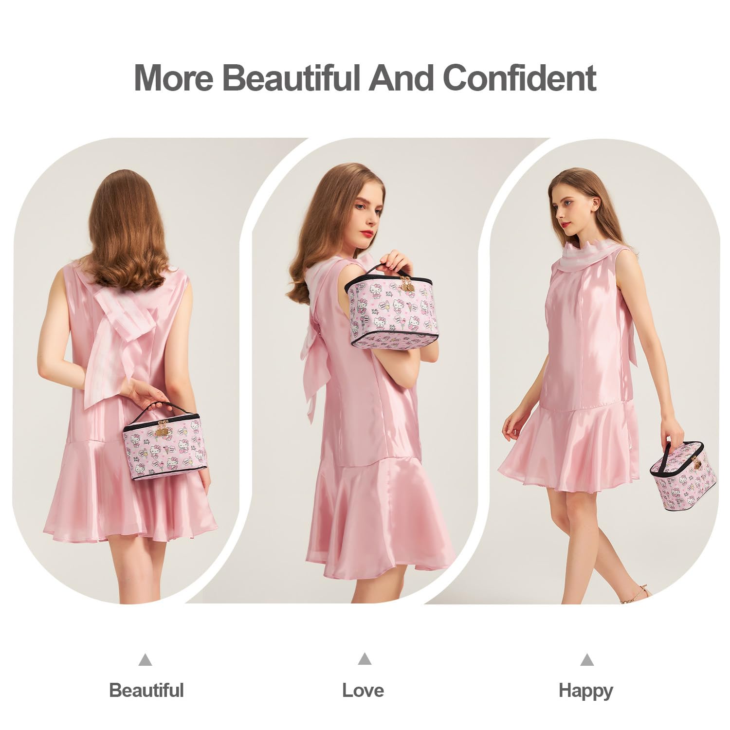 AmBealla cosmetic bag side pocket stores lipstick and small items