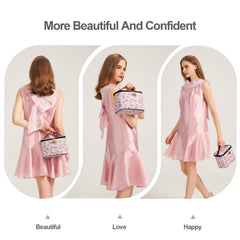 AmBealla cosmetic bag side pocket stores lipstick and small items