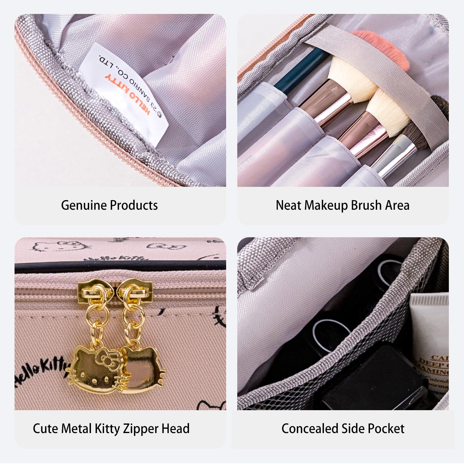 AmBealla pink kitty-print cosmetic bag adds cheerful style