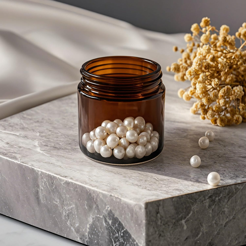 24-pack amber glass jars kept organized for small-item storage