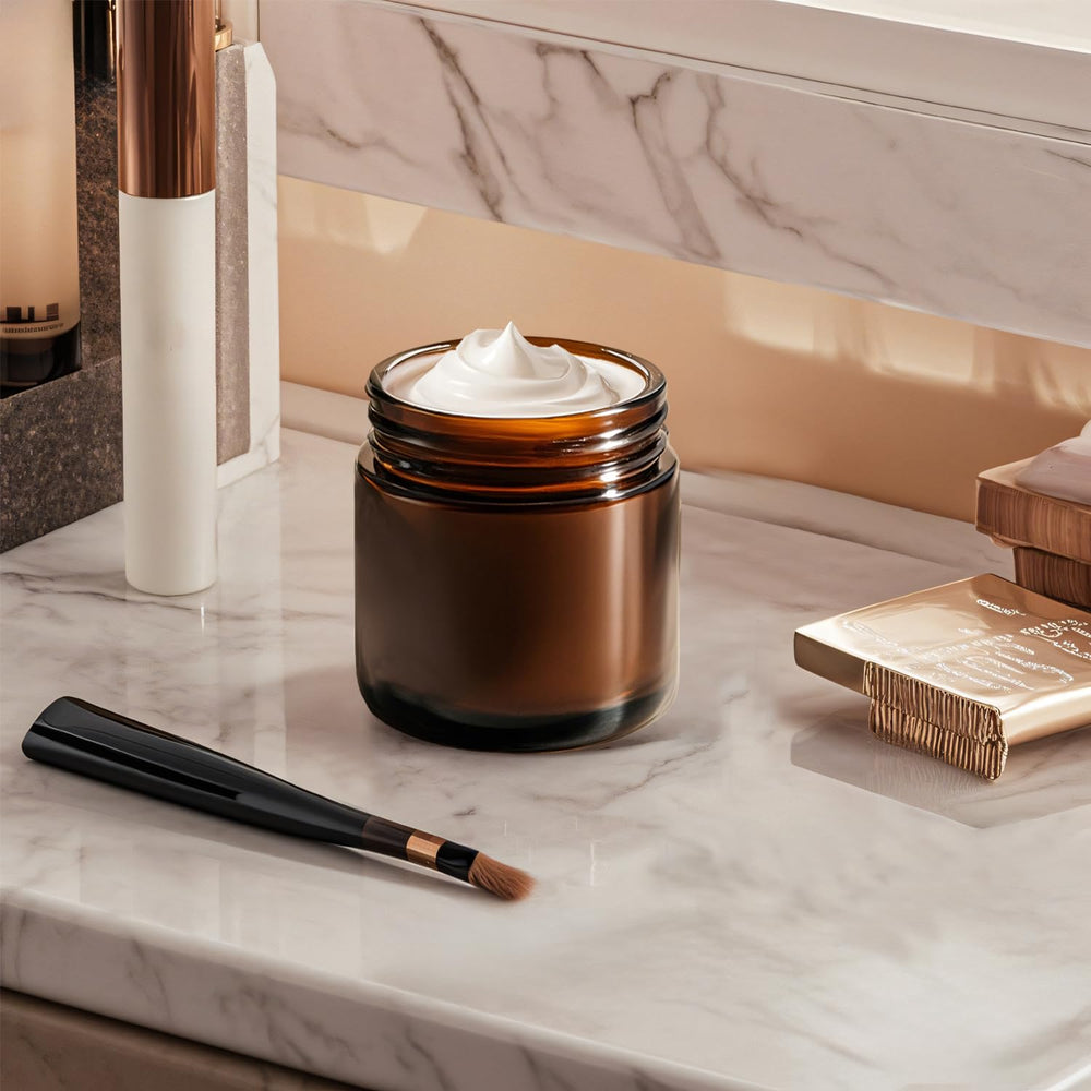 Amber glass jar 4oz travel-friendly design ready for creams and lotions