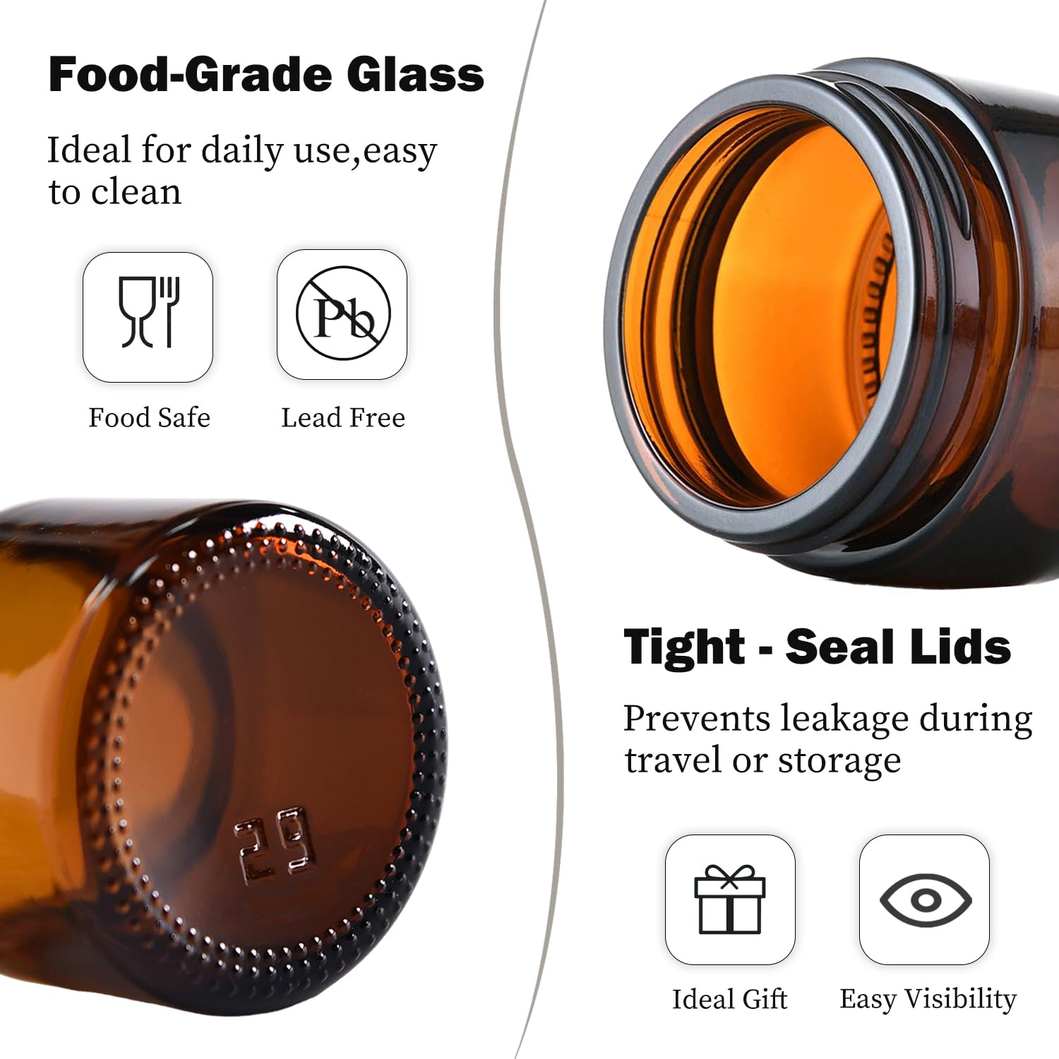 Amber glass jar body scrub packaging demonstrates spill-free leakage prevention