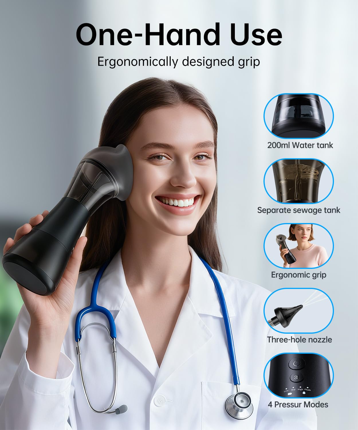 AMBIORA ear cleaner IPX7 waterproof design for wet environments