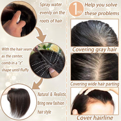 Amchoice hair toppers real human hair closeup silky texture for natural blend