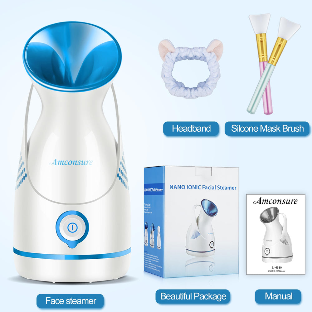 Amconsure facial steamer gift-pack includes brushes and hair band
