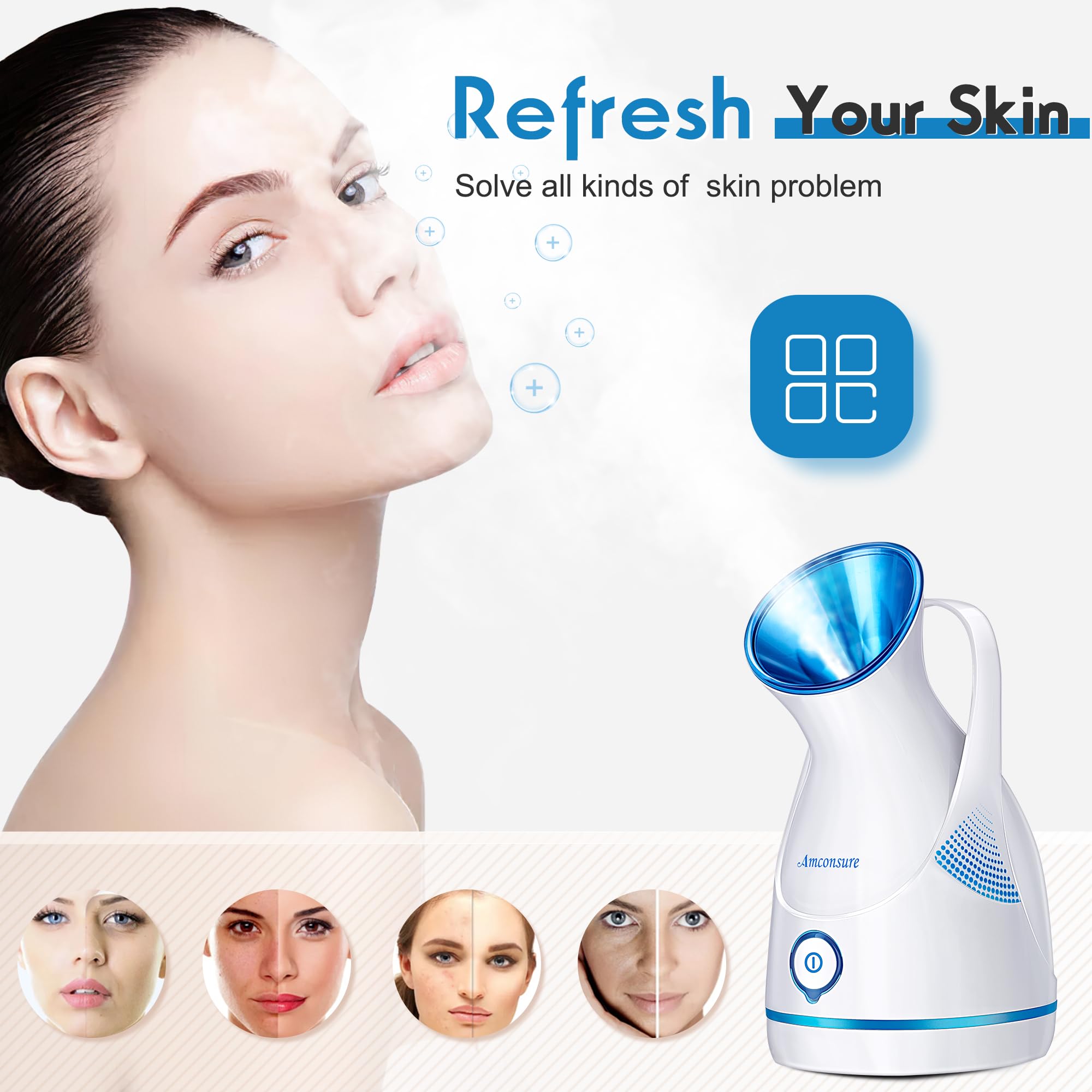 Amconsure facial steamer mist-therapy rising mist for clearer pores