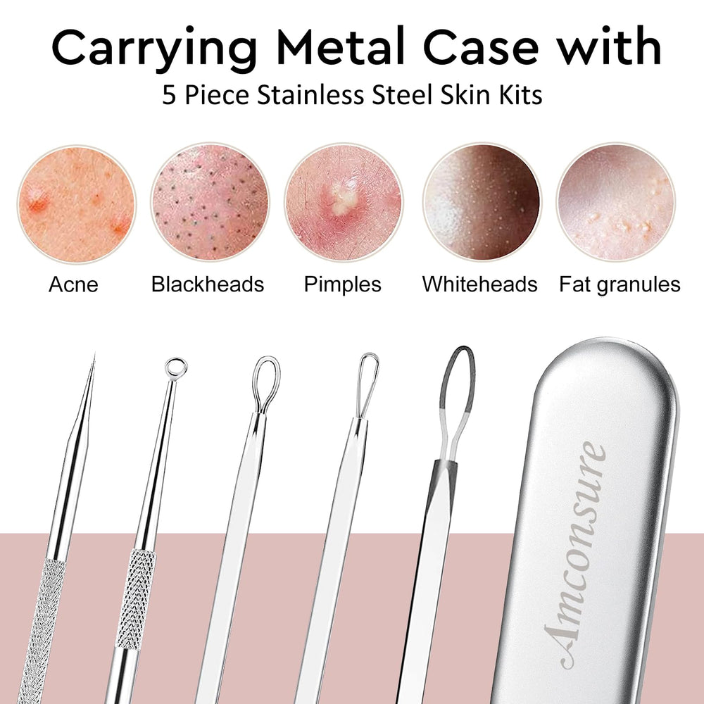 Amconsure bonus 5-piece stainless steel skin kit for pore care after steaming.