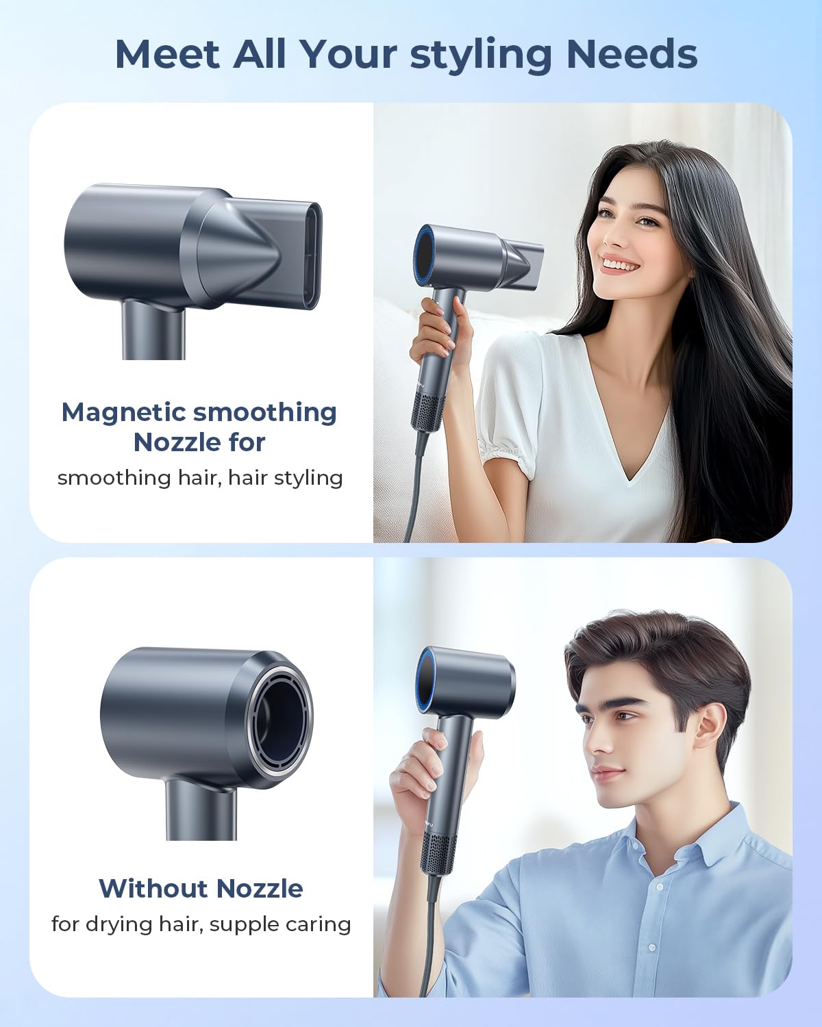 AMEIFU hair dryer circulating mode demonstrates even, gentle drying.