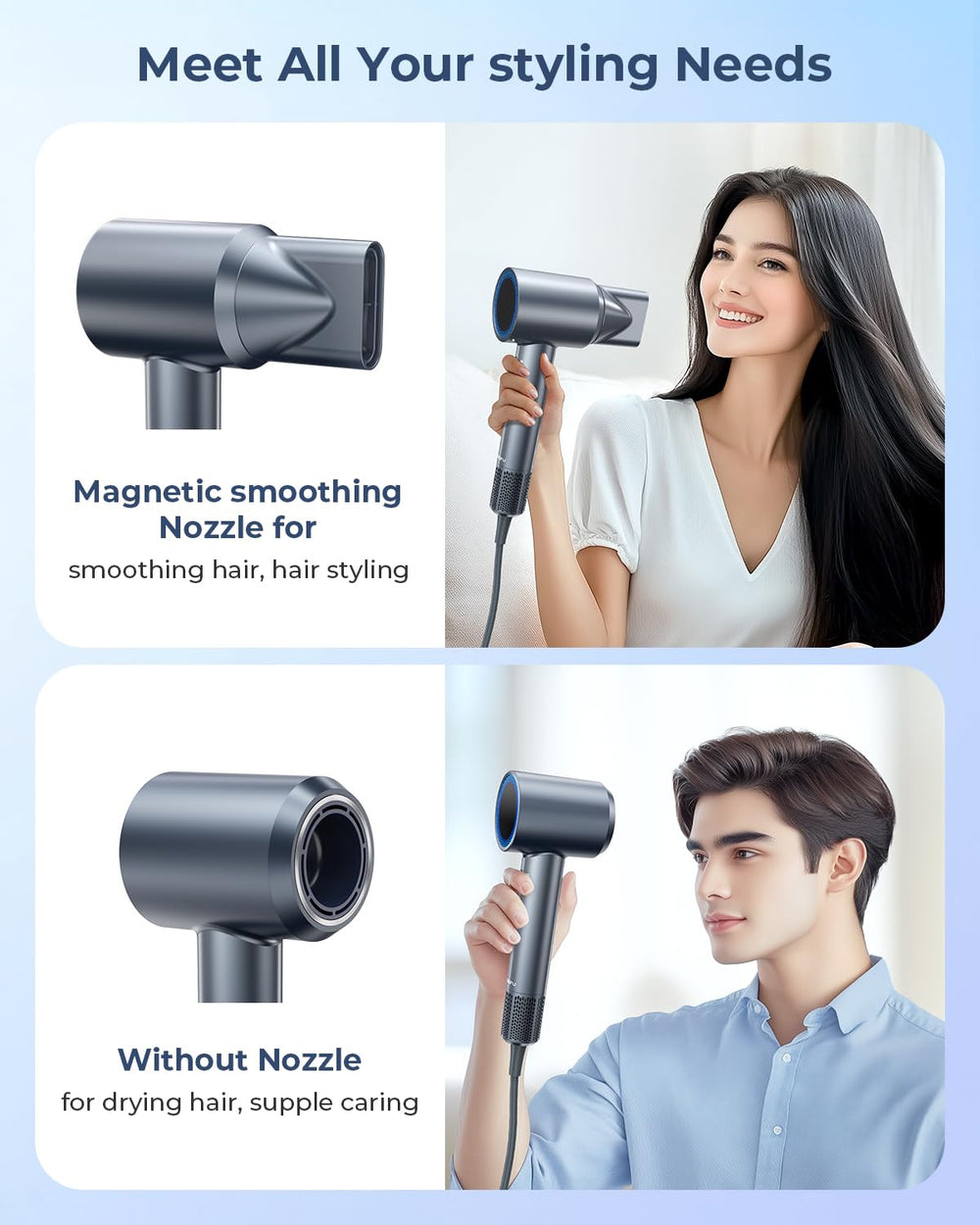 AMEIFU hair dryer circulating mode demonstrates even, gentle drying.