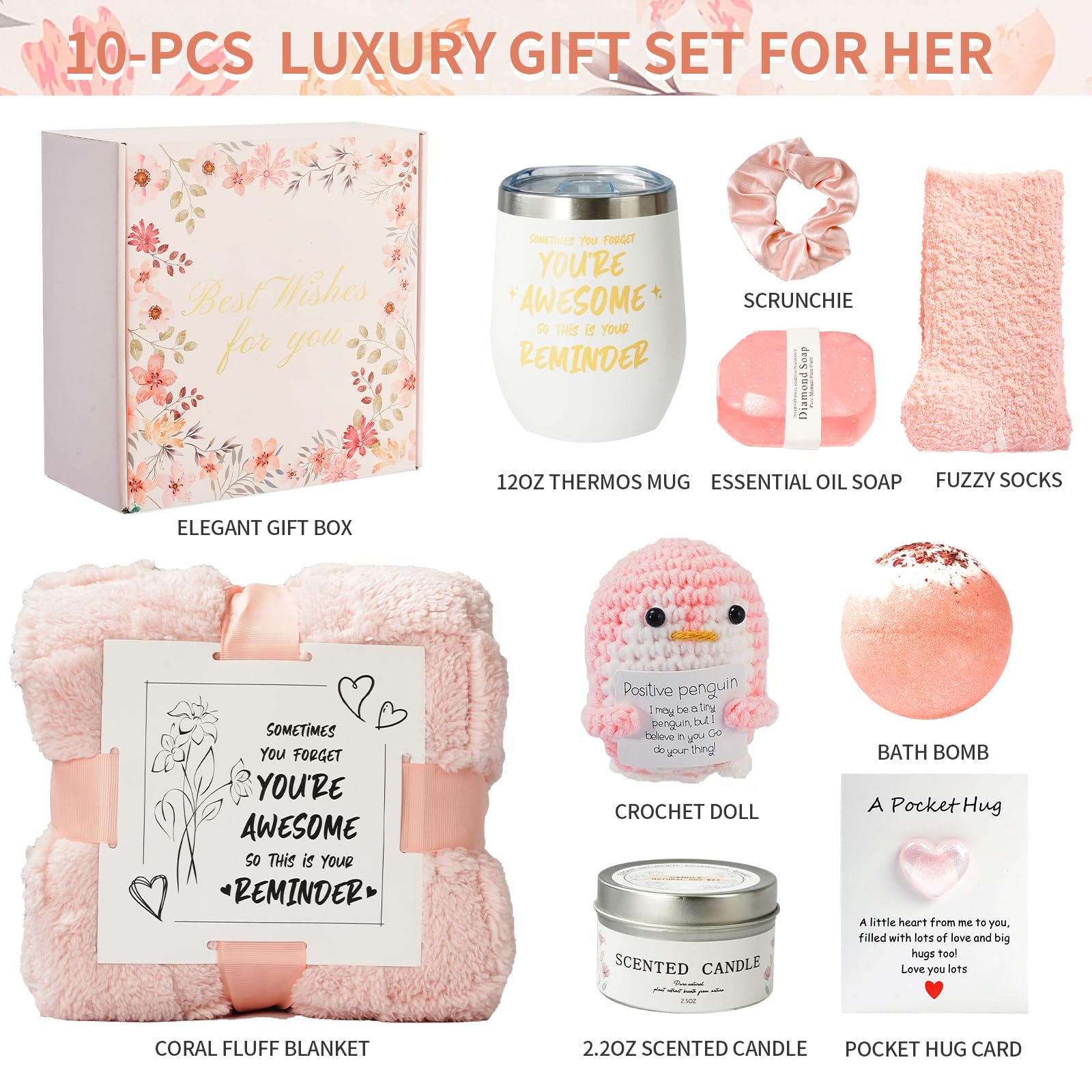 AmeLeis vanilla coconut spa set with candle, soap, and bath bomb for home relaxation.