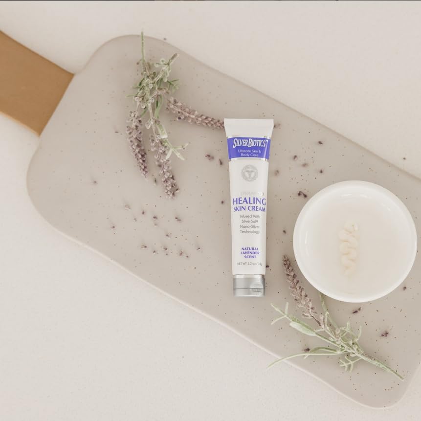 American Biotech Labs applying cream to dry skin scene for gentle relief and hydration.