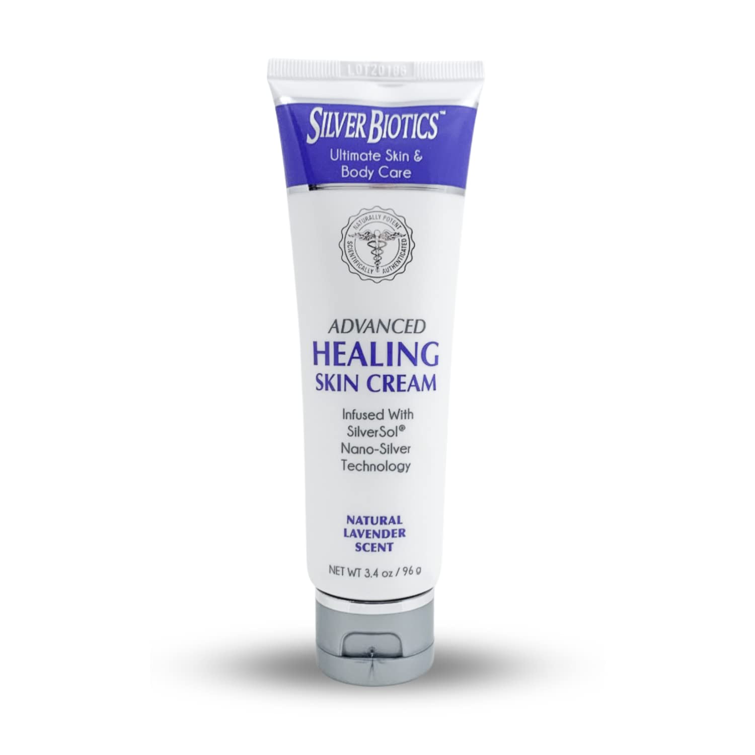 American Biotech Labs Silver Biotics lotion bottle with lavender delivering soothing hydration.