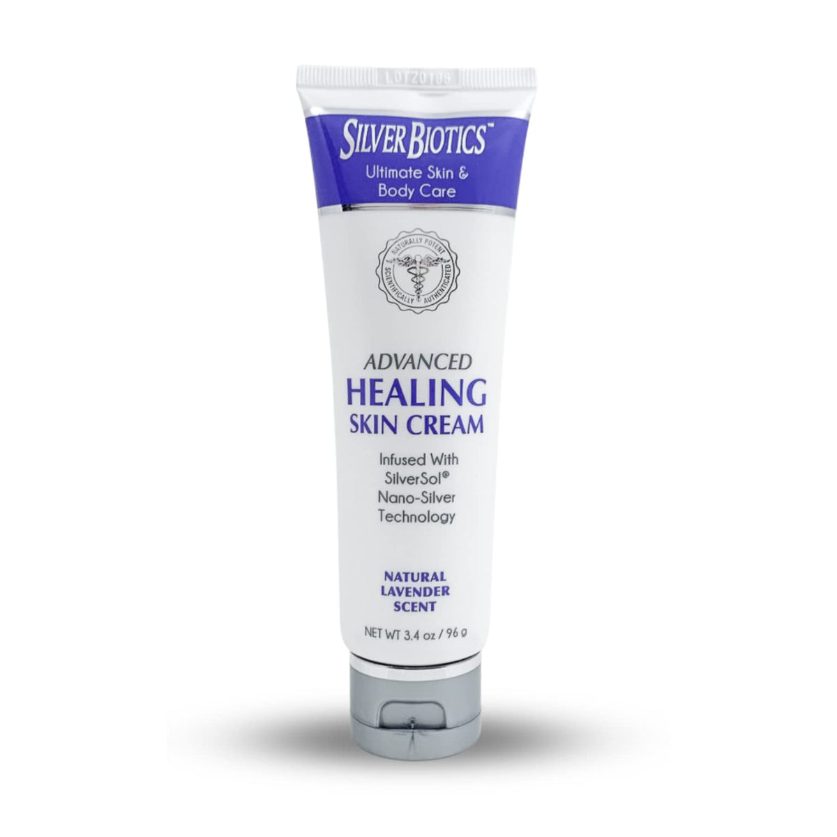 American Biotech Labs Silver Biotics lotion bottle with lavender delivering soothing hydration.