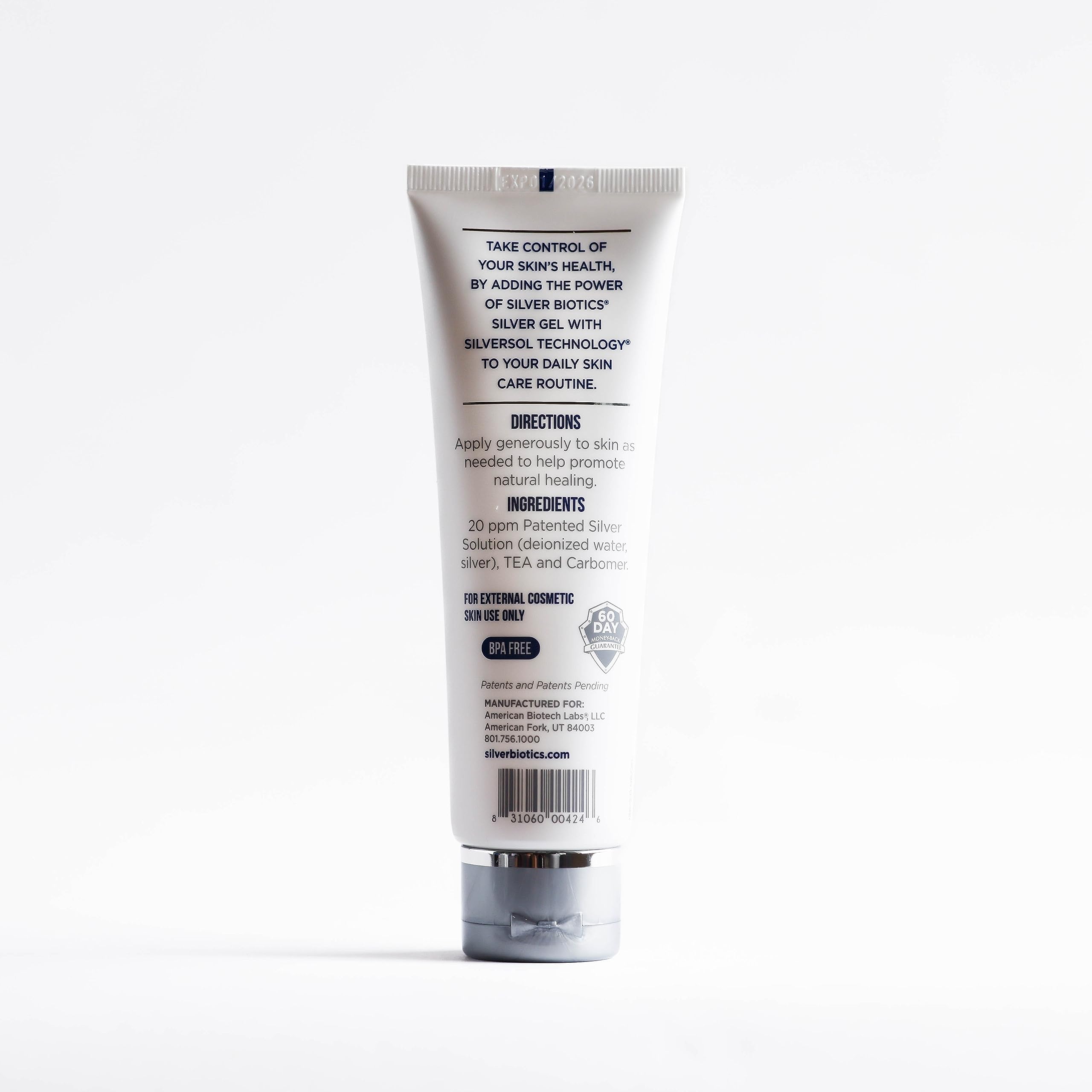 American Biotech Labs SilverBiotics SilverSol 4 oz packaging for versatile home use.