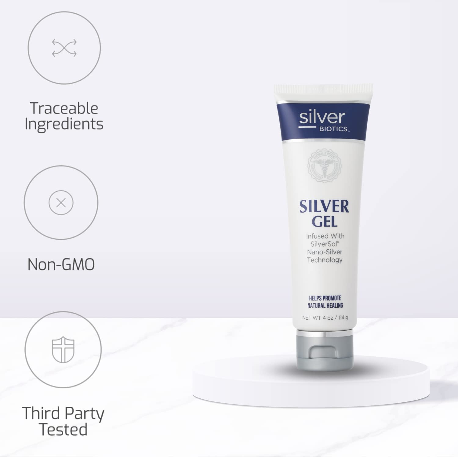 American Biotech Labs SilverBiotics SilverSol cooling effect shown on forearm.