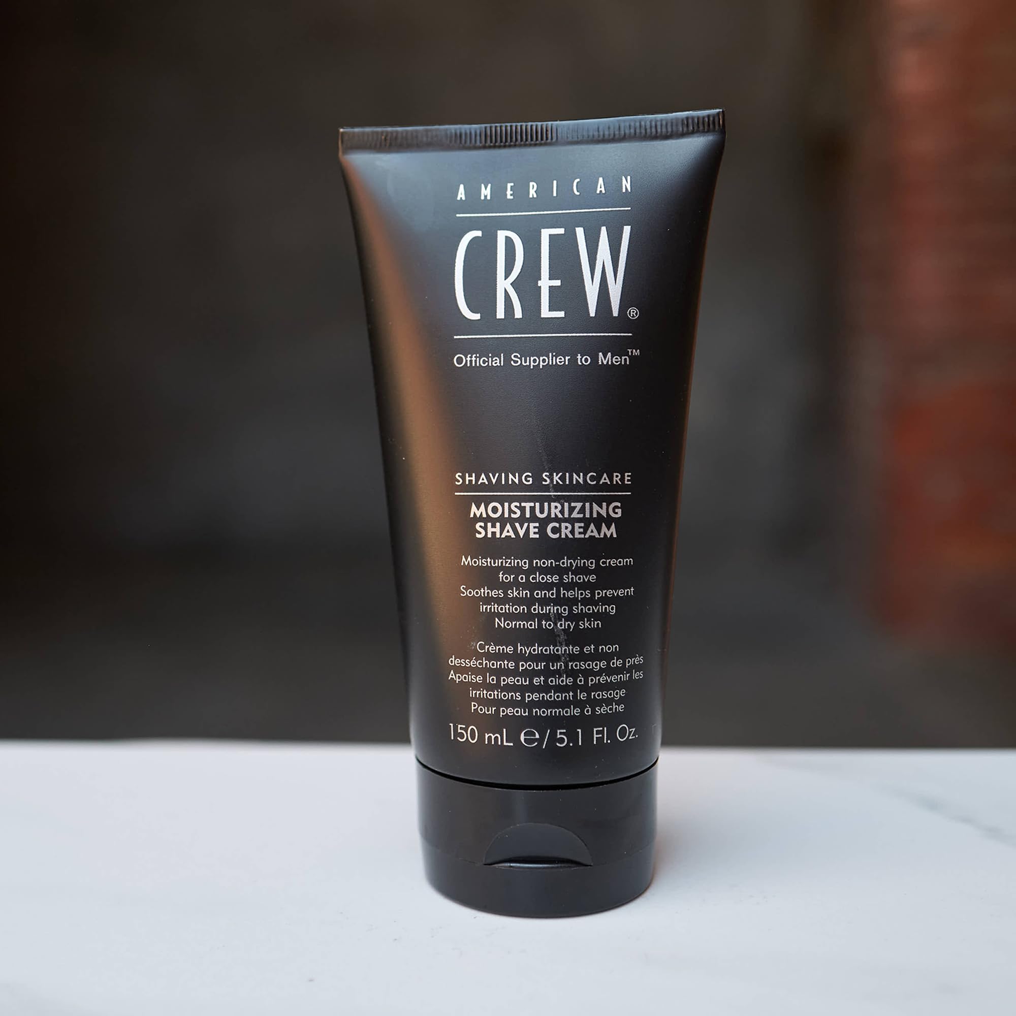 American Crew close-up of skin with cream ready for shaving.