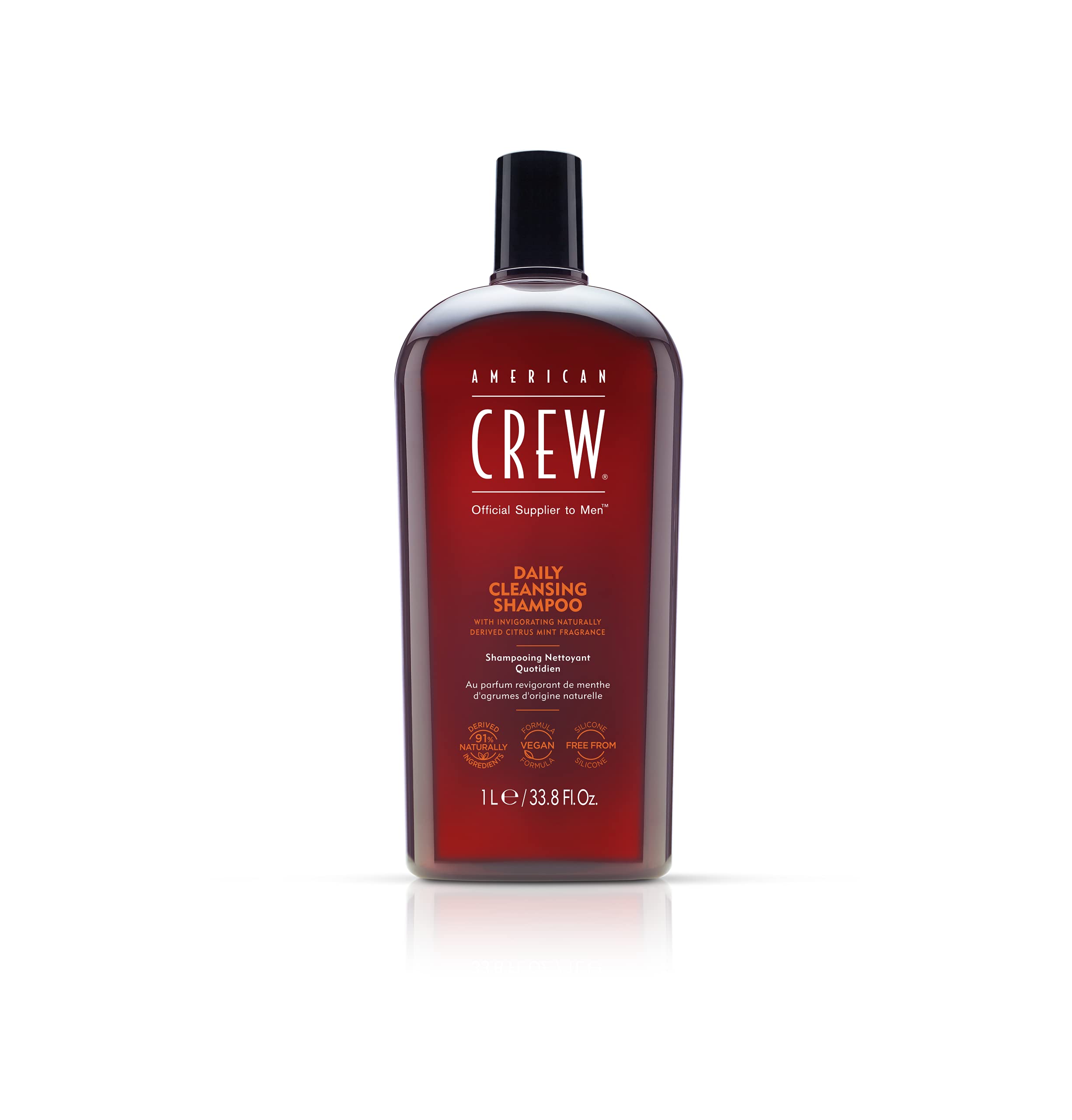 American Crew Daily Cleanser bottle highlights vitamin B5 hydration for clean, oil-controlled hair