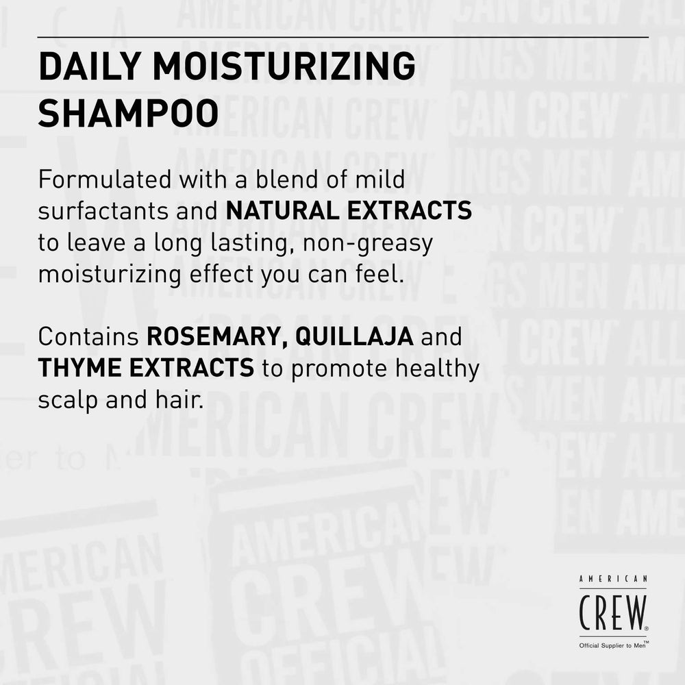 American Crew Daily Moisturizing Shampoo in-shower routine for refreshed hair