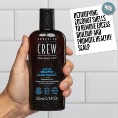American Crew Detox Shampoo features coconut shell beads for gentle exfoliation