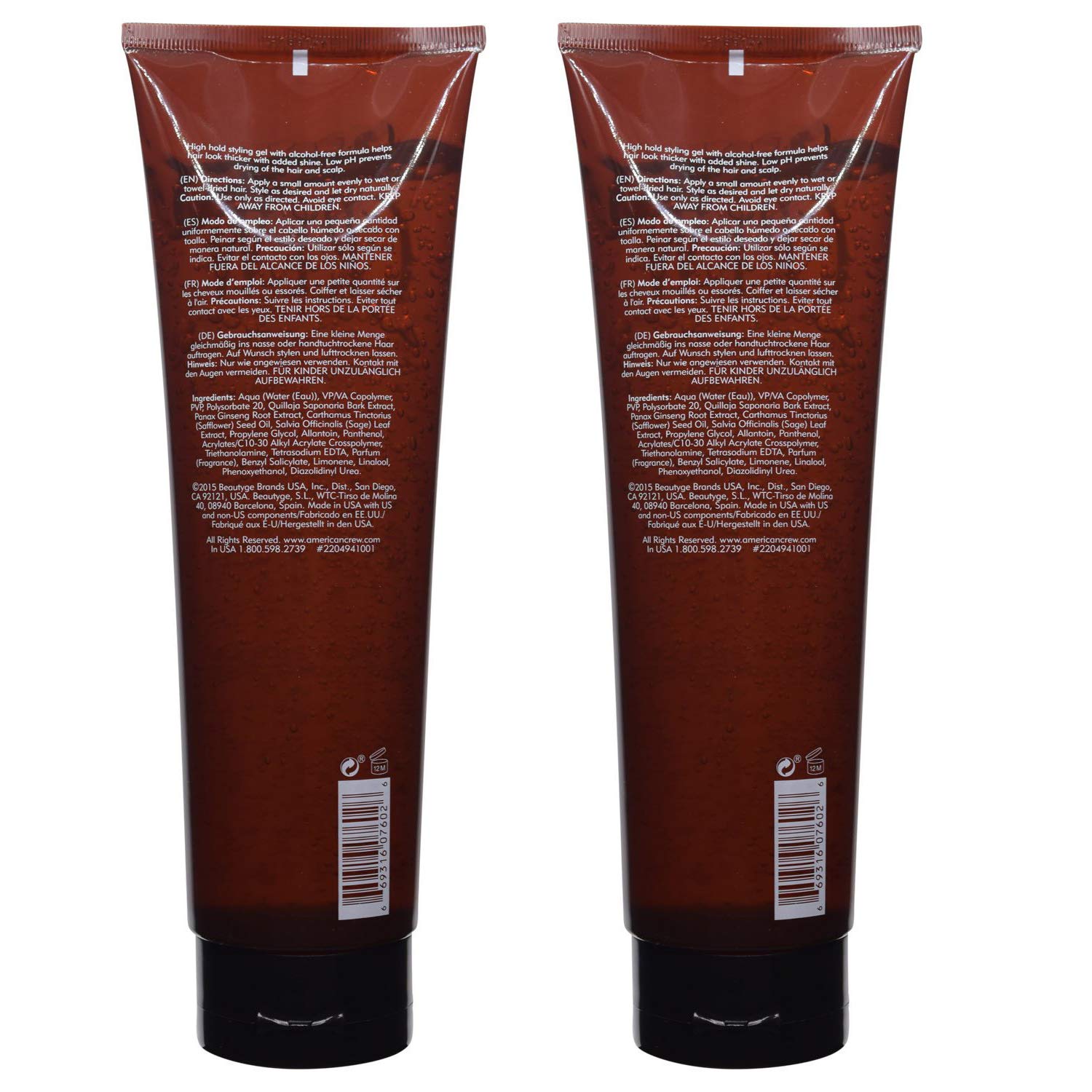 American Crew Firm Hold Styling Gel double-pack shows two bottles for consistent professional styling.