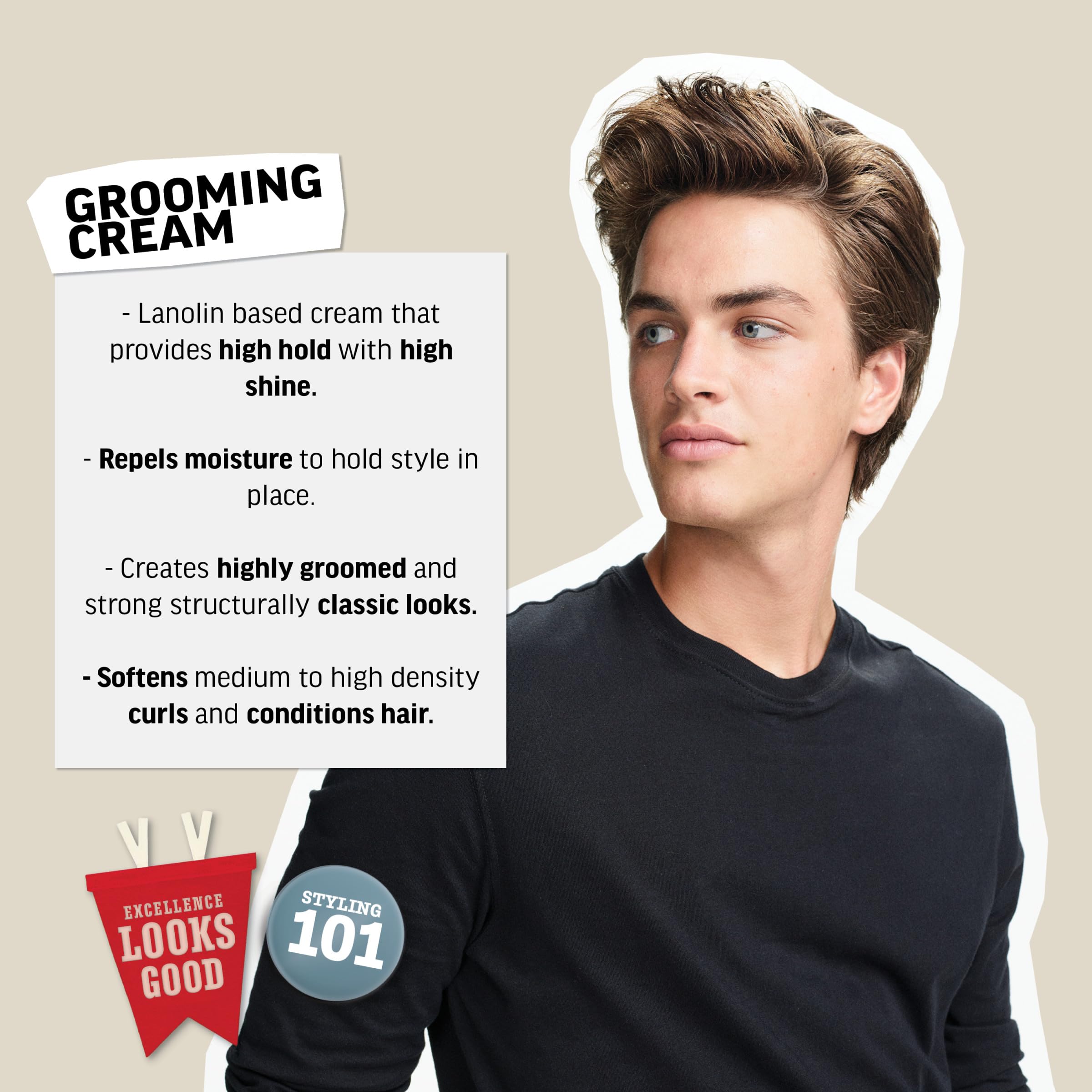 American Crew Grooming Cream hands applying for quick, controlled styling.