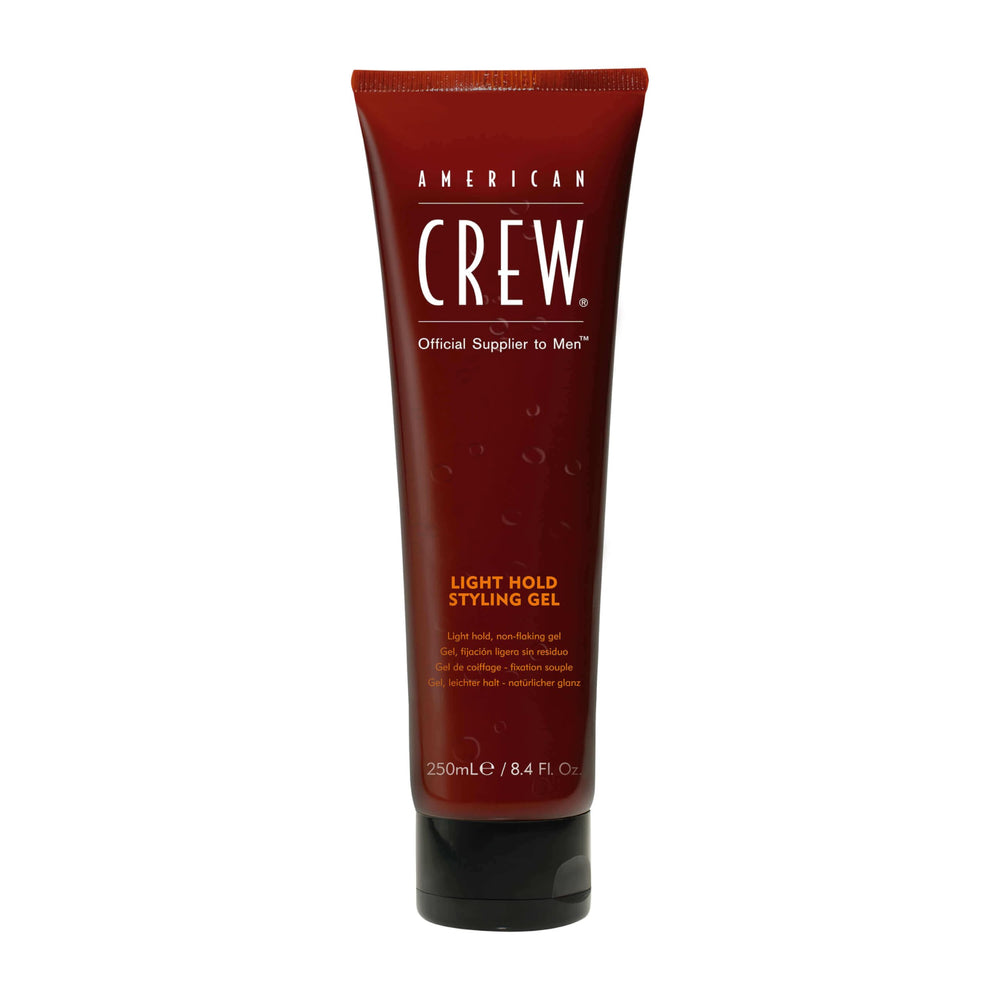American Crew Hair Gel 8-4oz bottle provides light hold with natural shine for a polished look.