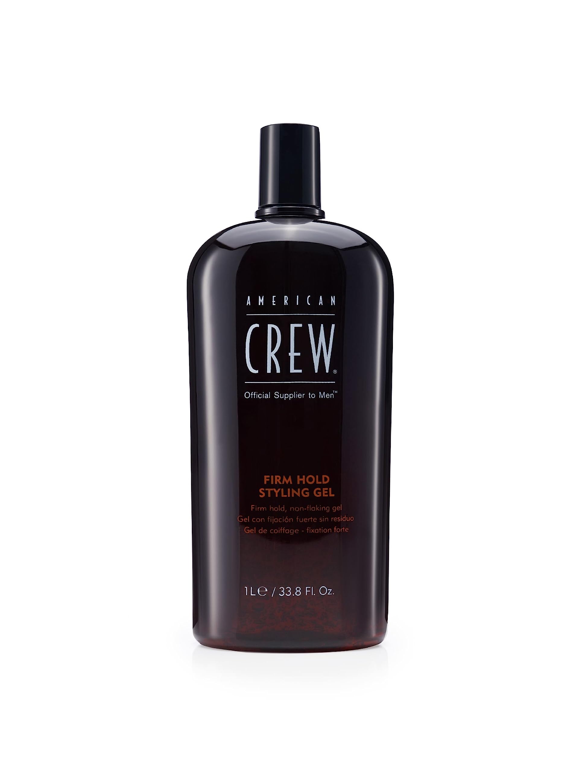 American Crew Hair Gel bottle top view shows moisture-rich formula for defined, high-shine styling