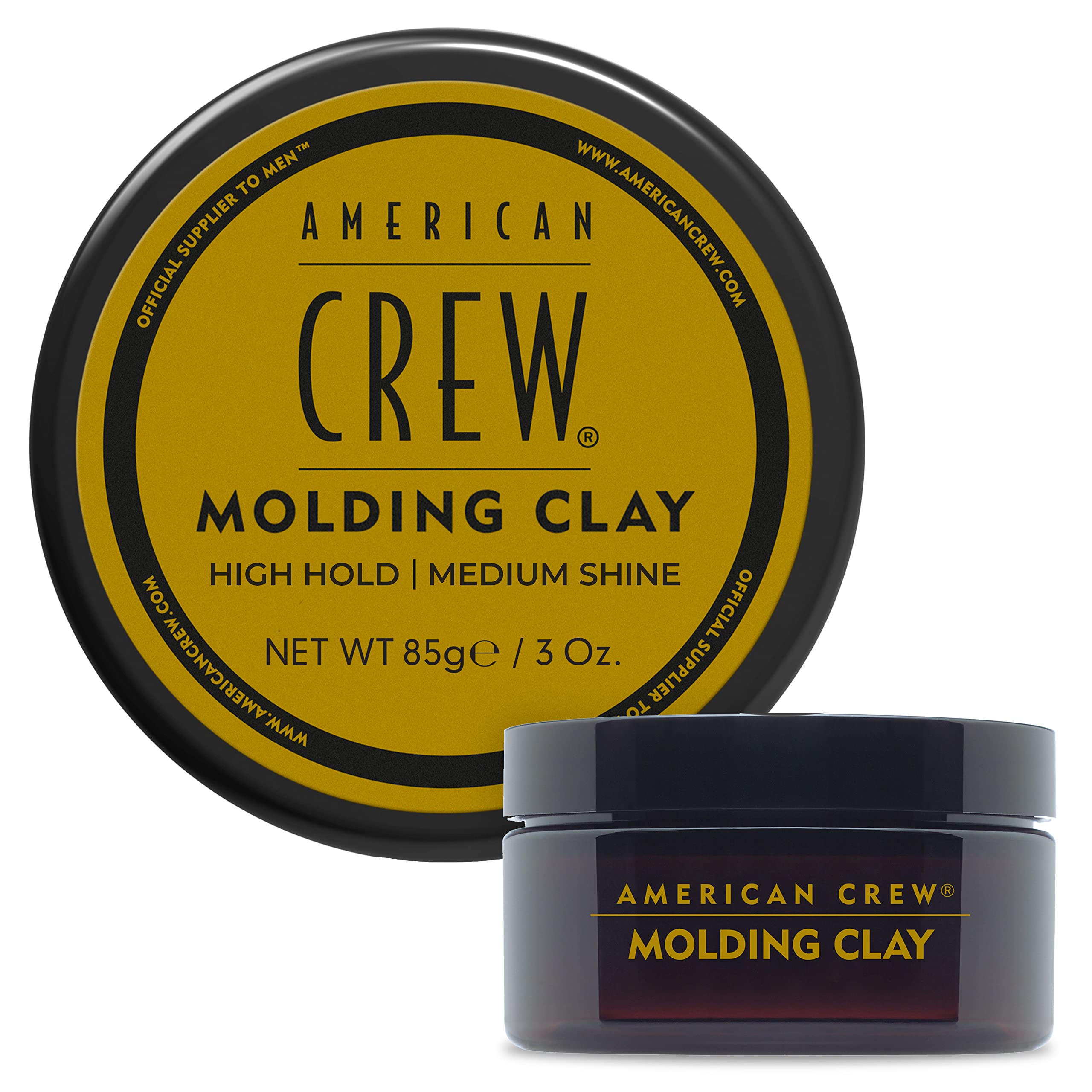 American Crew Hair Molding Clay 3oz tube front view shows high hold and medium shine for structured style.