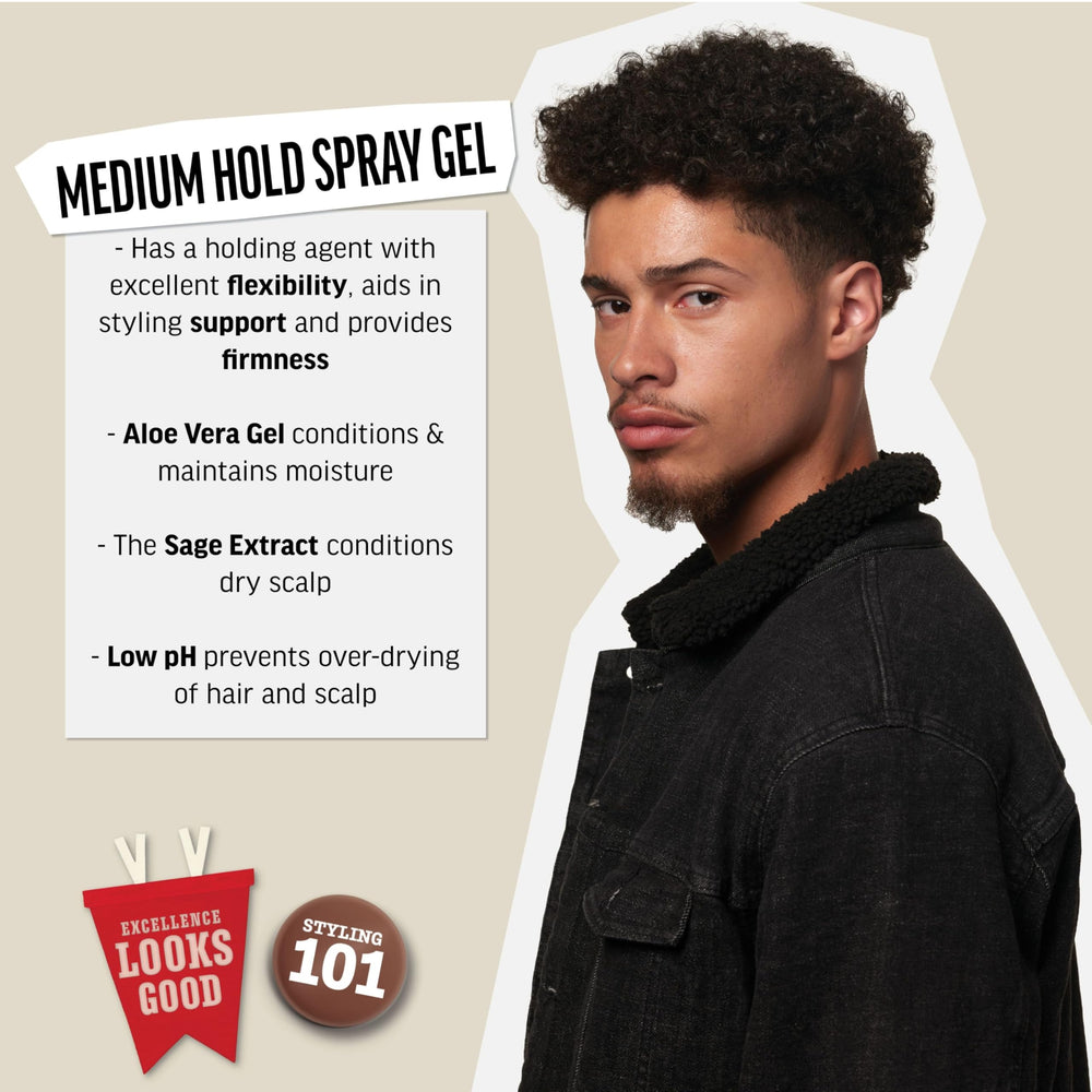 American Crew Medium Hold Spray Gel dispensing action for even coverage and control