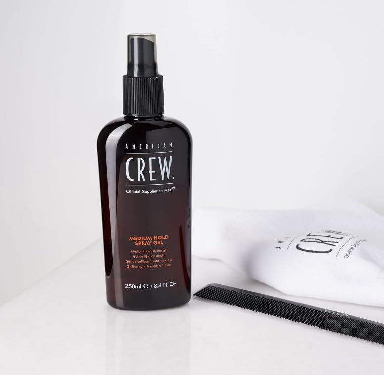 American Crew Medium Hold Spray Gel on damp hair ready for styling