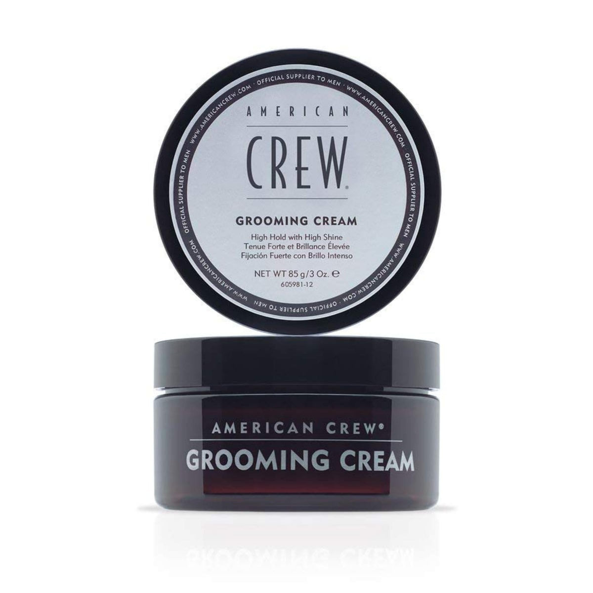 American Crew Men's Grooming Cream bottle with high hold and shine for polished looks.
