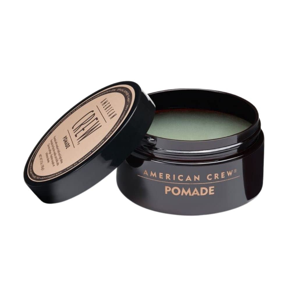 American Crew pomade 85g application-hair shows precise shaping with flexible hold.