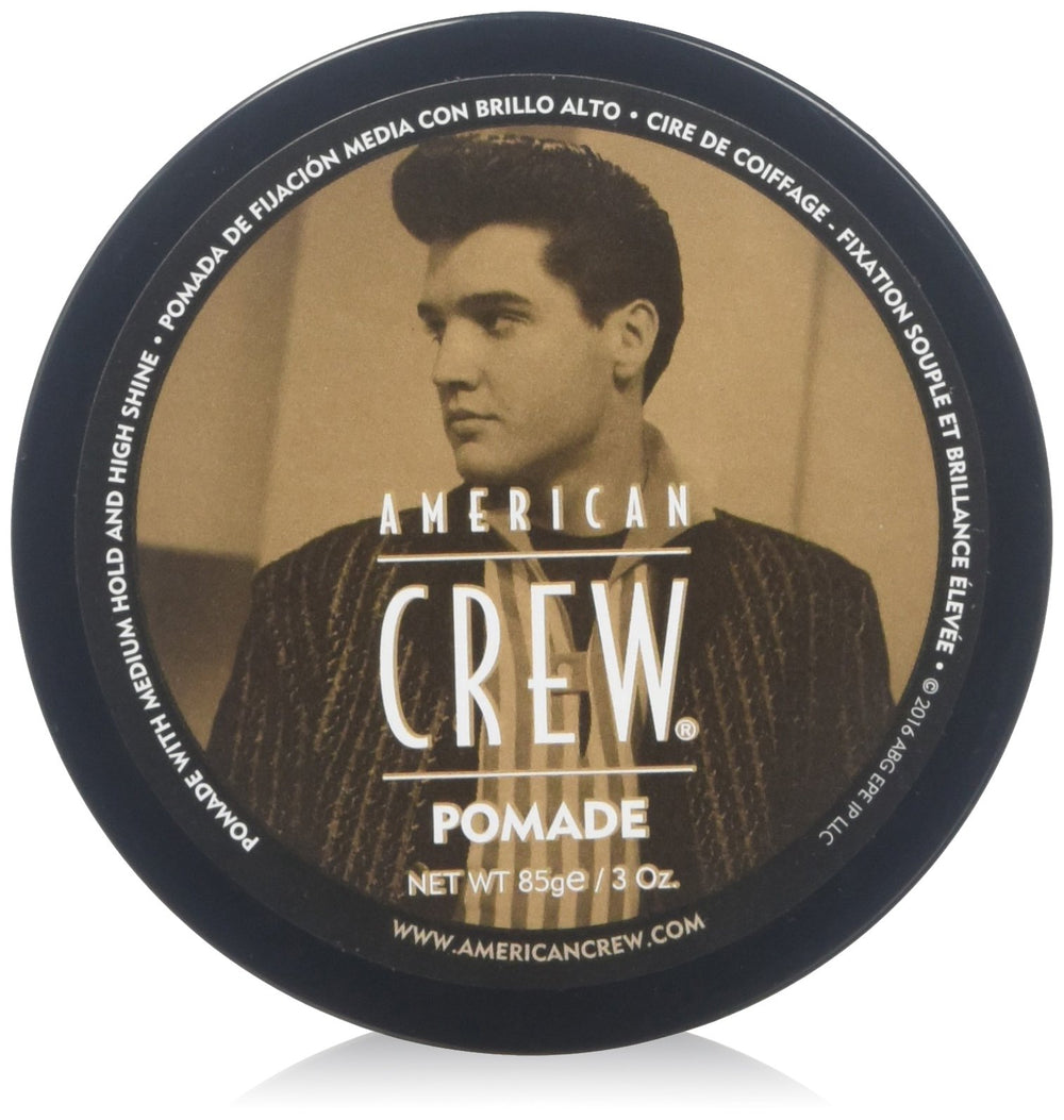 American Crew Pomade Pack 3 front view for strong hold and sleek shine.