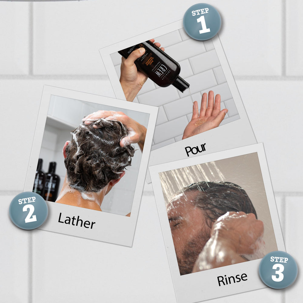 American Crew vegan formula label highlights naturally derived, silicone-free ingredients.