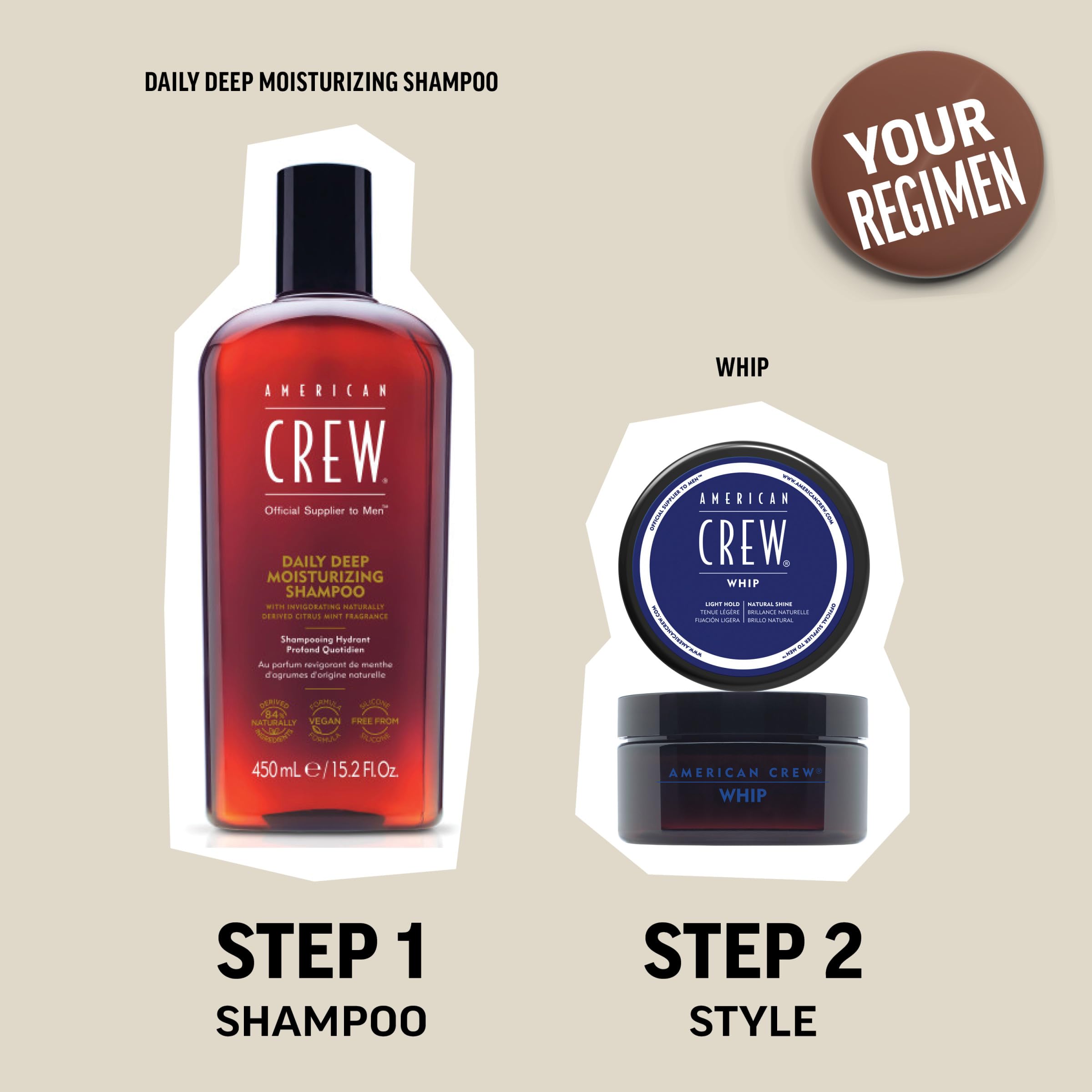 American Crew Whip cream demonstrates easy wash-out leaving hair soft.