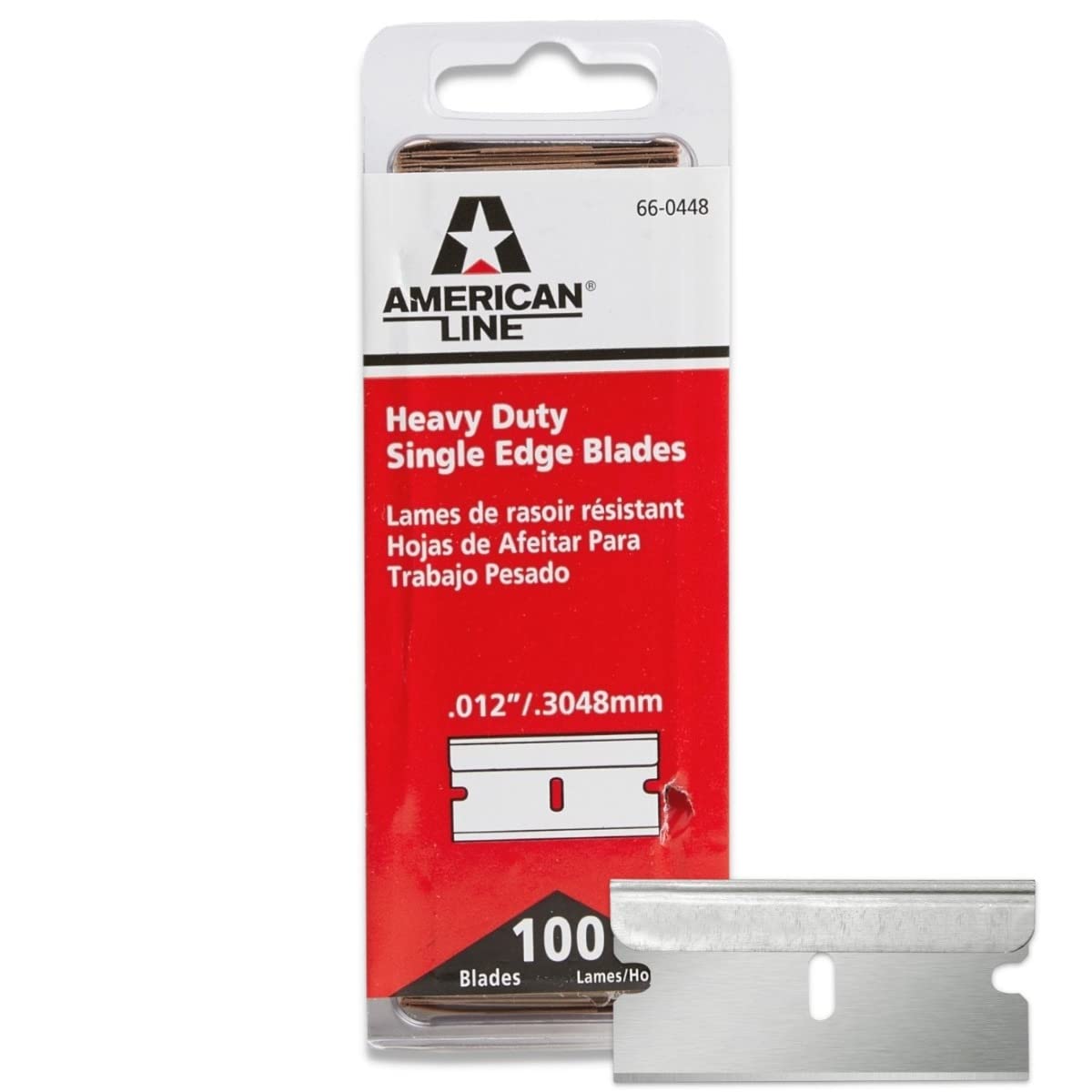 American Line single-edge blades in a clamshell package for safe, organized storage.