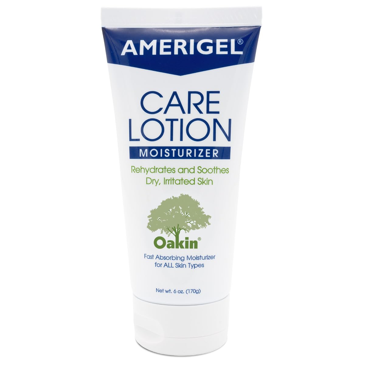 AMERIGEL Care Lotion bottle front shows hypoallergenic moisturizer for sensitive skin hydration.
