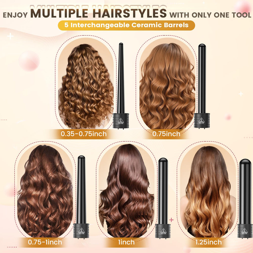 Amgcive curling wand set in use creating defined curls