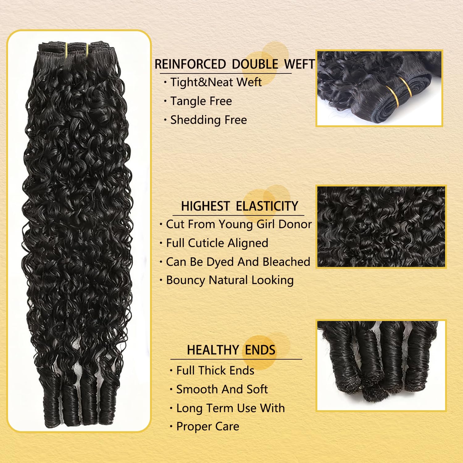 Amicalite Burmese Curly Bundles 18 inch curl close-up demonstrates elastic curls with natural bounce