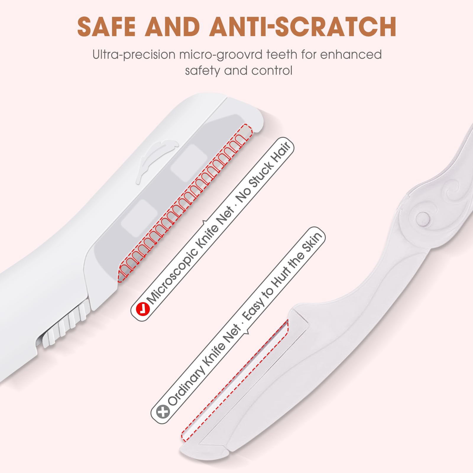 AMILKME Dermaplane Glo compatibility blade image showing easy swaps with Finishing Touch razors.