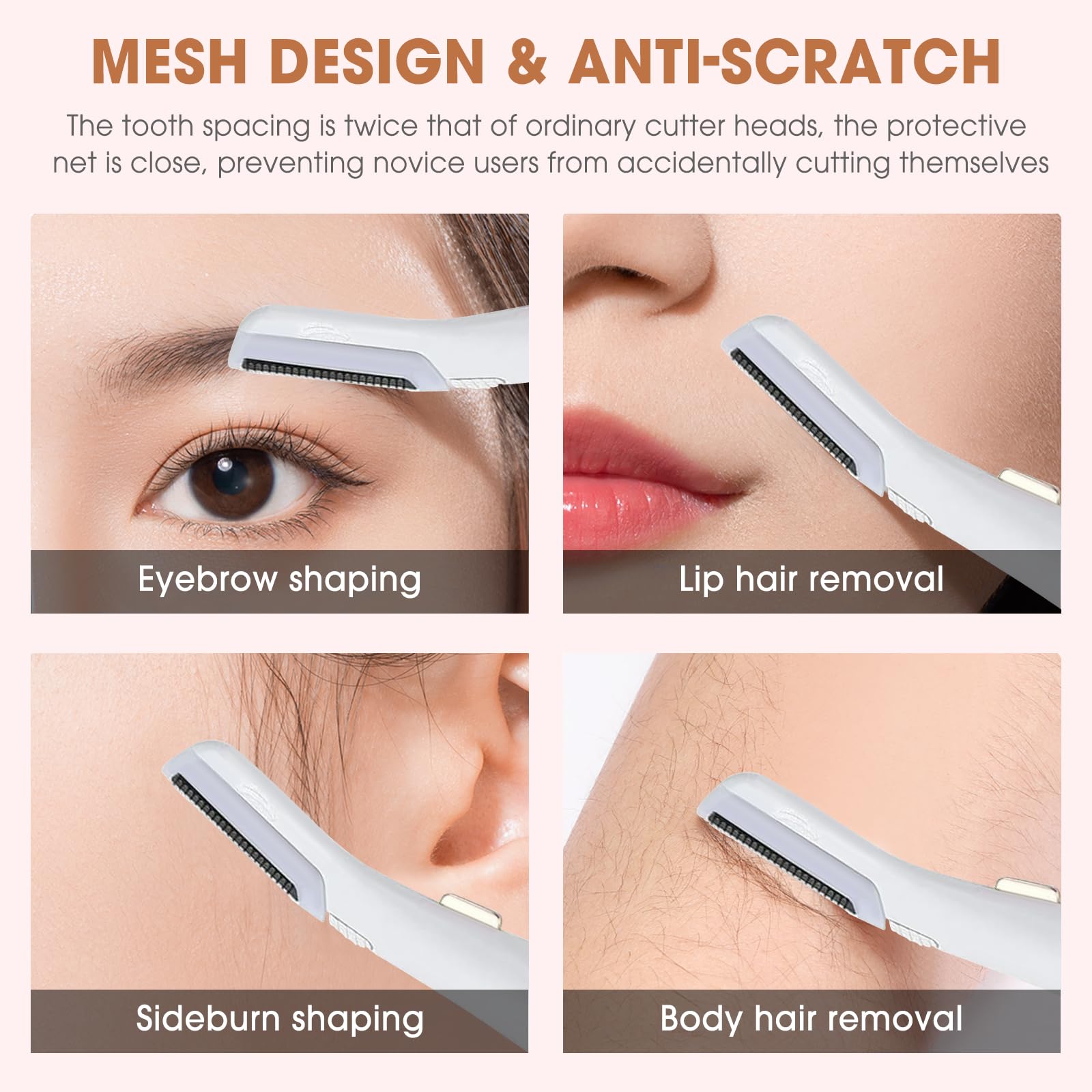AMILKME U-shaped arc design close-up highlighting reduced friction for safer dermaplane use.