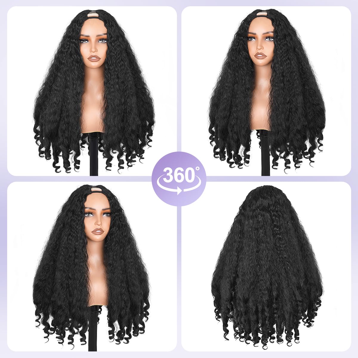 Aminow Afro Curly V Part Wig bottom curls emphasize voluminous bounce