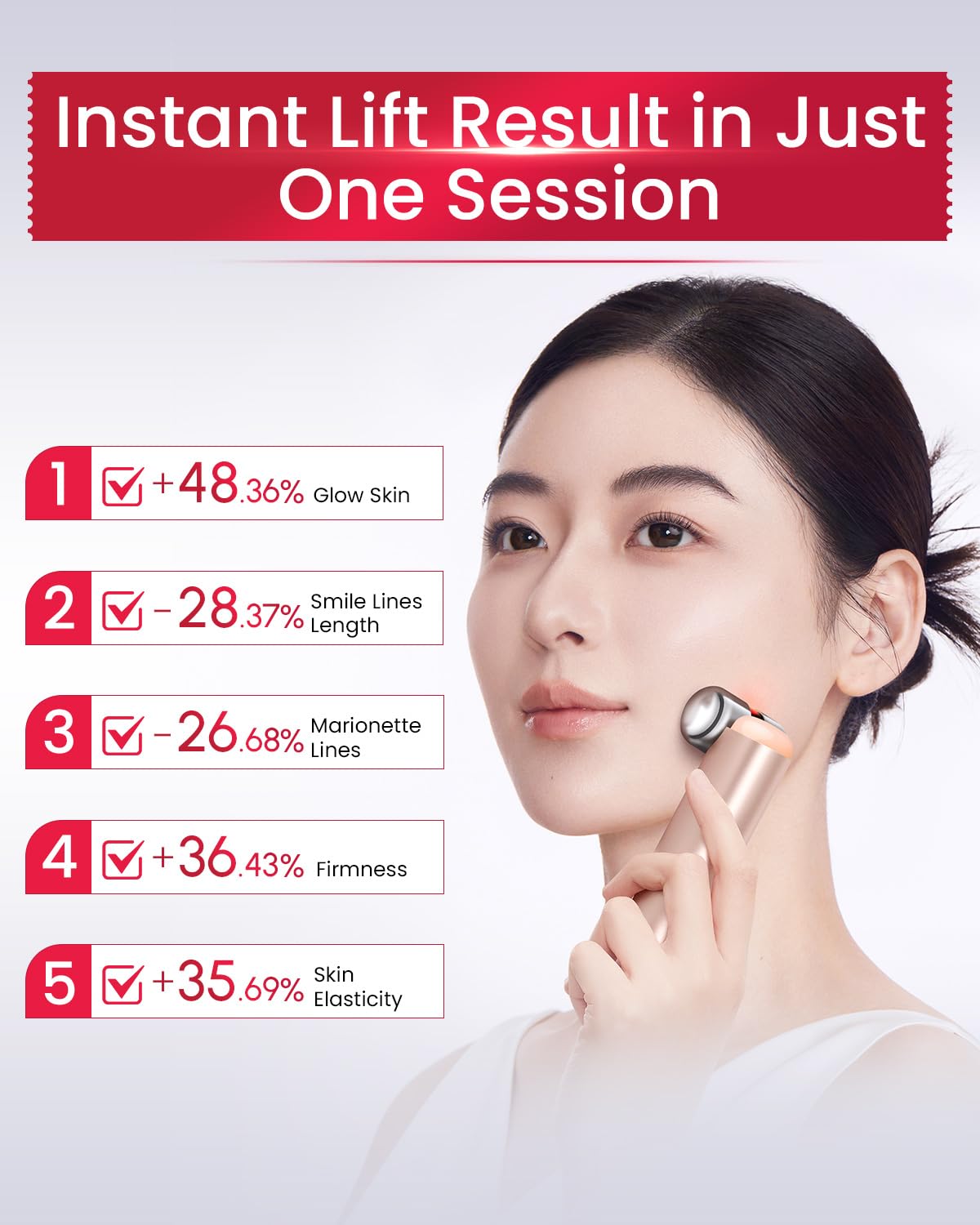 AMIRO HydraGlow Booster device with serum application showing enhanced absorption.