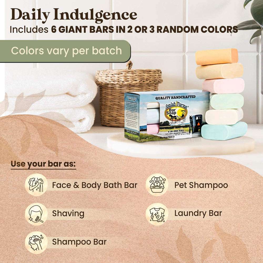 Amish Farms soap slice reveals smooth texture and natural ingredients.