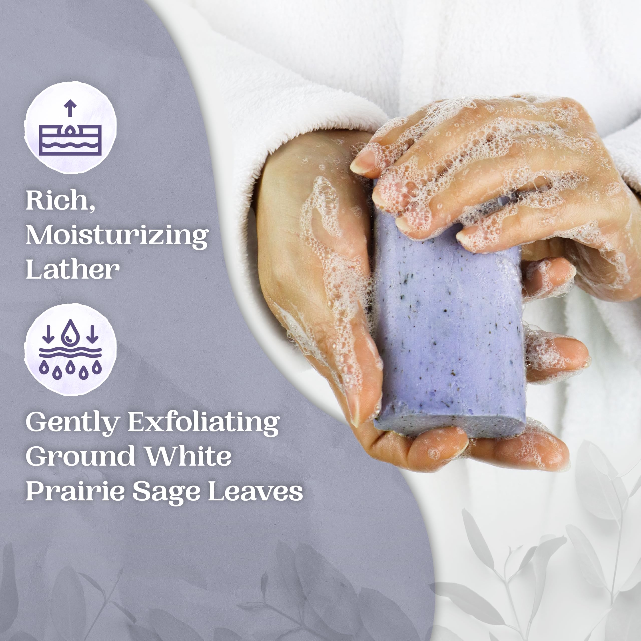 Amish Farms Lavender Scent bar-pour image conveys relaxing aroma during routine.